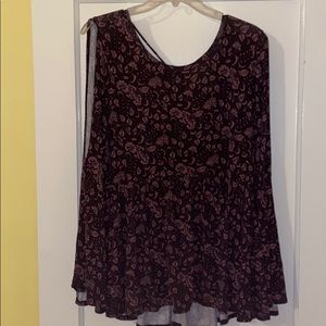 floral flowy long sleeve blouse